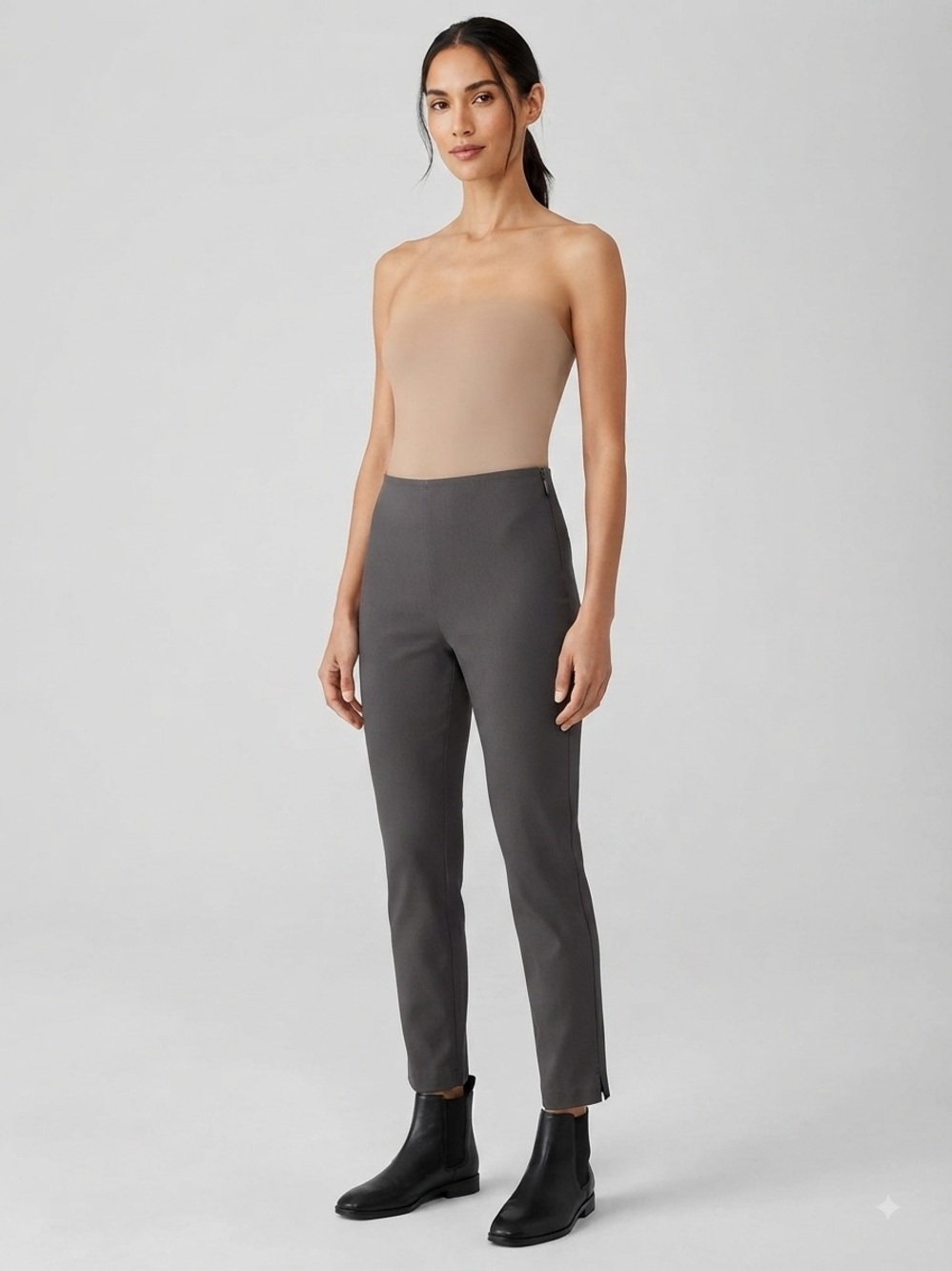 Eileen Fisher Womens Pants Large Dark Grey Slim Ankle Minimalist Capsule